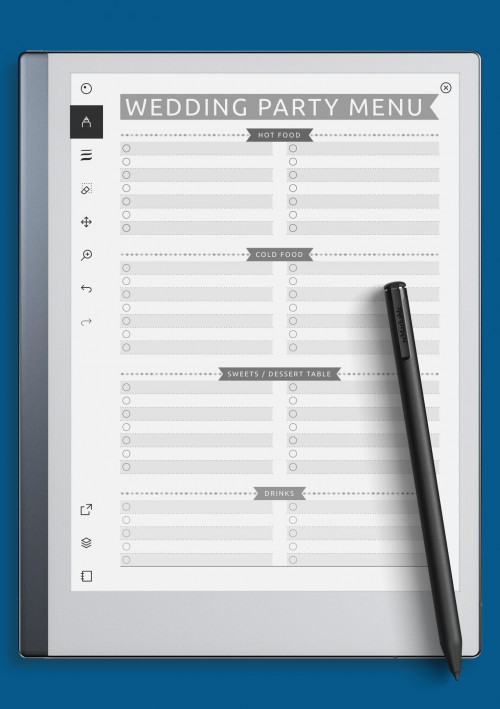 reMarkable Wedding Party Menu Template - Casual