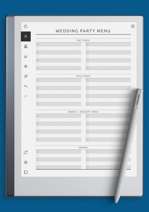 reMarkable Wedding Party Menu Template - Original