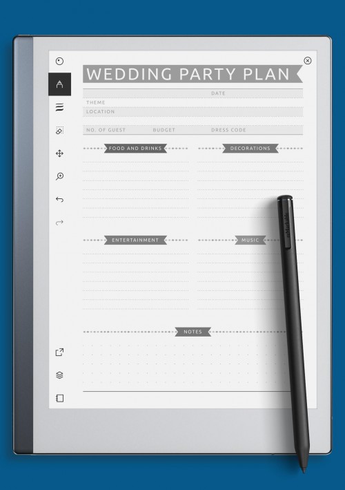 reMarkable Wedding Party Planner Template - Casual