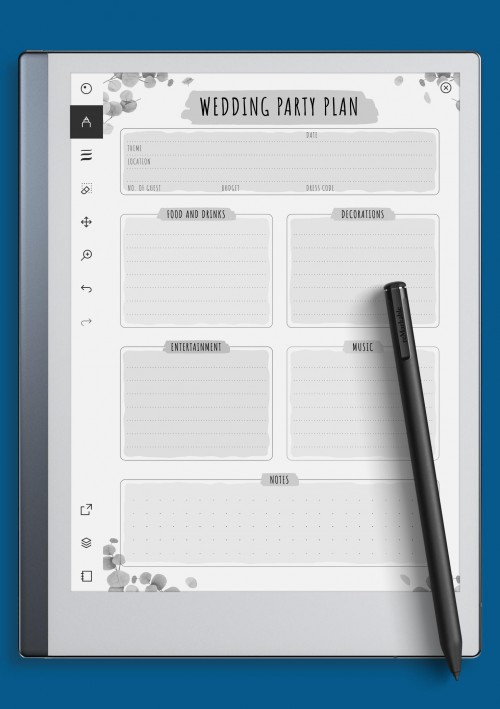 reMarkable Wedding Party Planner Template - Floral