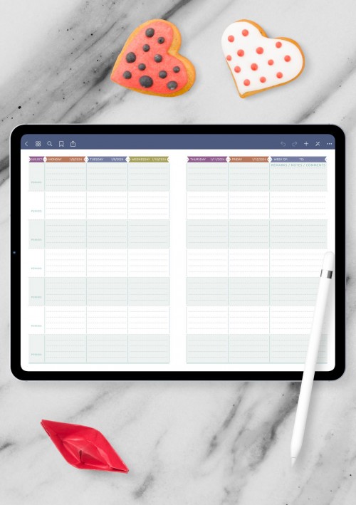 iPad & Android Template Week Lesson Plan - Casual Style 