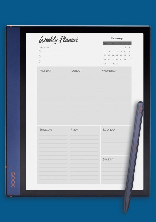 Week Plan Template for BOOX Note