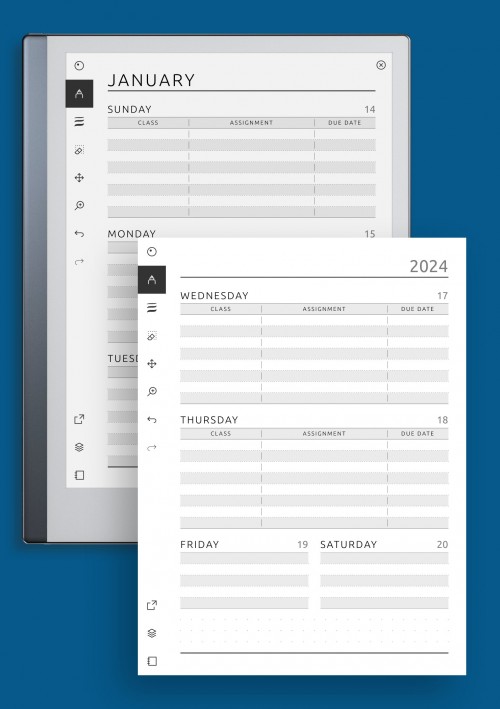 reMarkable Week Schedule Template - Original Style