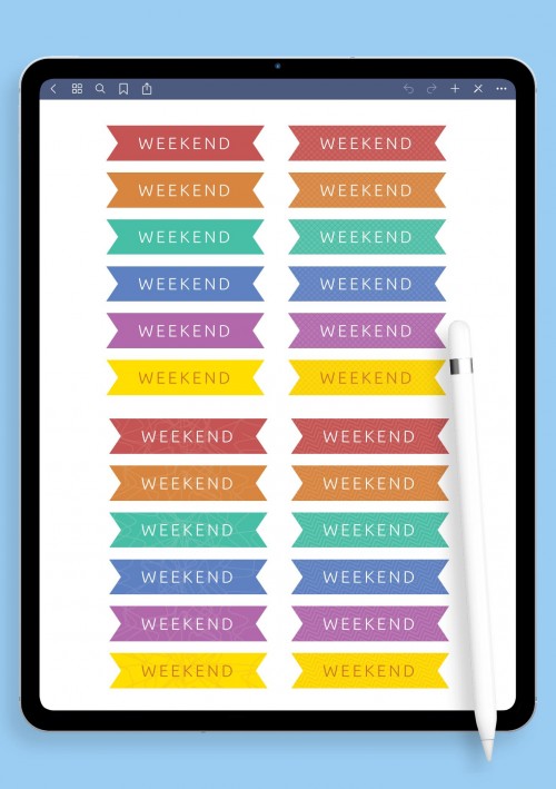Weekend Label Stickers for iPad: GoodNotes, Notability, Samsung Notes