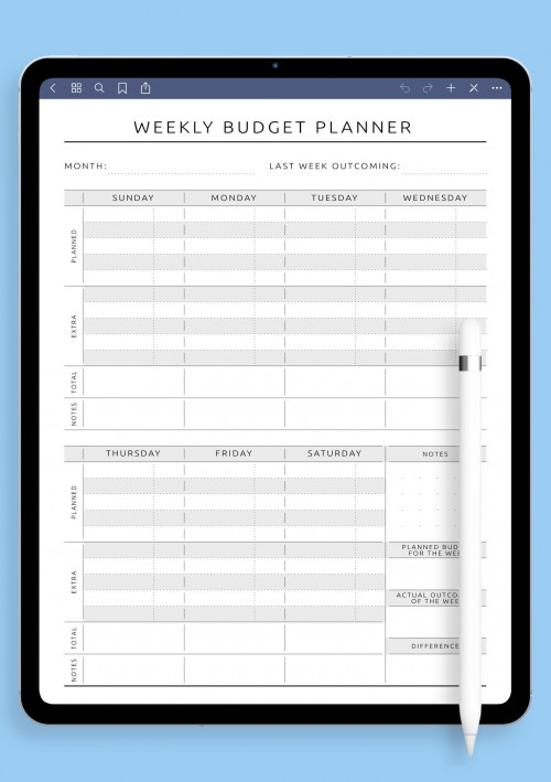 GoodNotes Weekly Budget - Original Style Template 