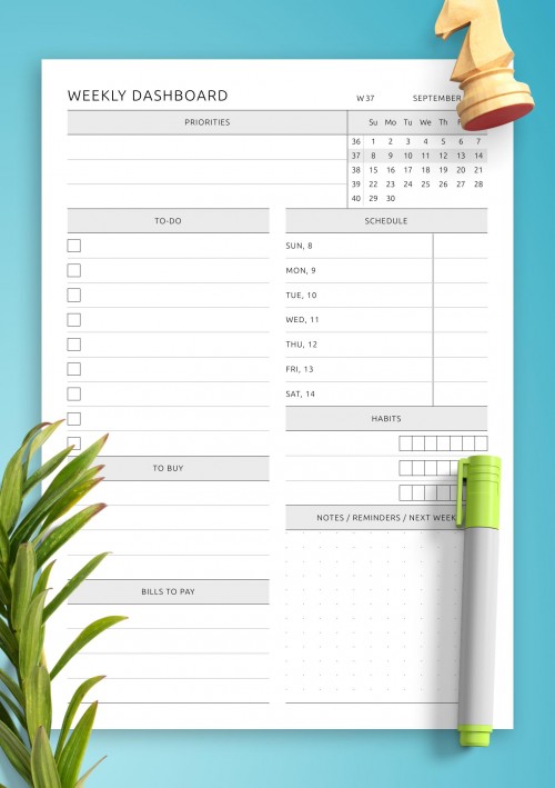 Weekly Customizable Dashboard for September 2024