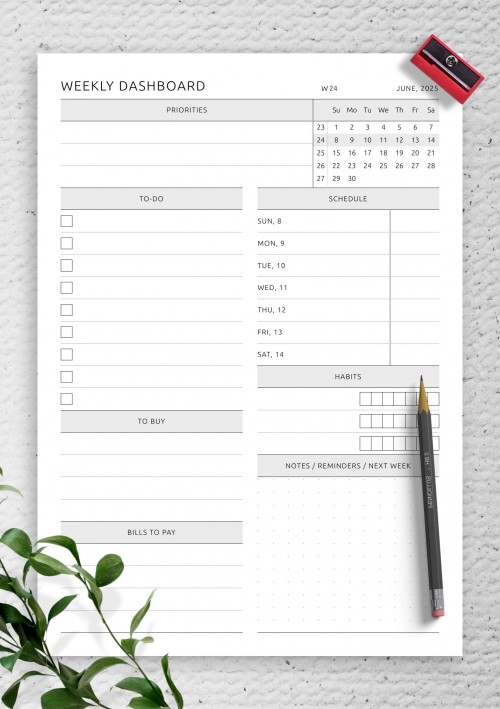 Weekly Customizable Dashboard for June 2025