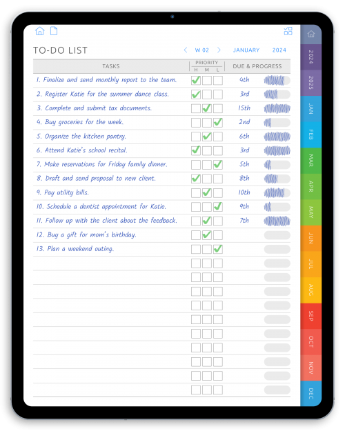 Weekly To-Do Digital Planner for iPad - Portrait Original Theme