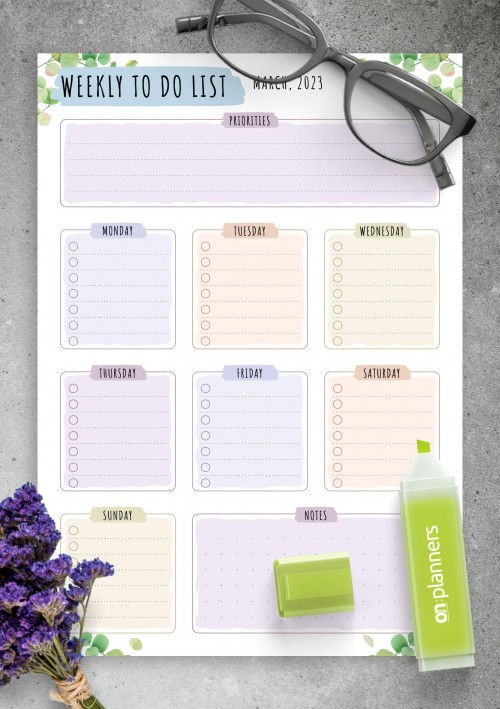 March 2023 Weekly To Do List - Floral Style