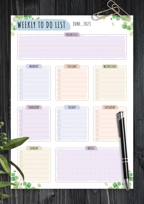 June 2023 Weekly To Do List - Floral Style