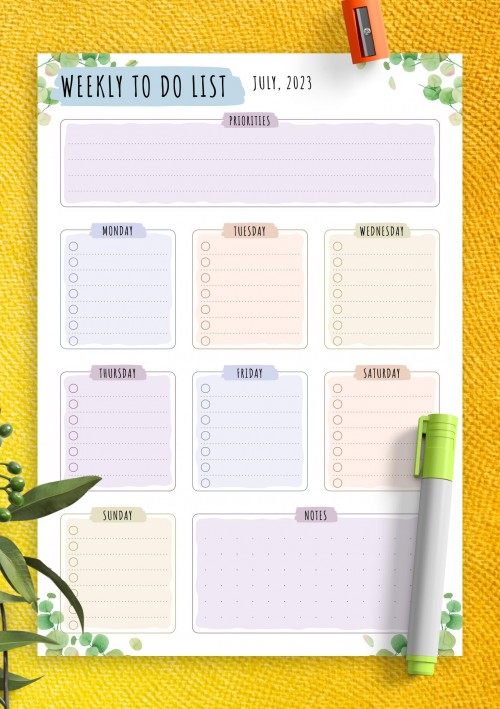 July 2023 Weekly To Do List - Floral Style