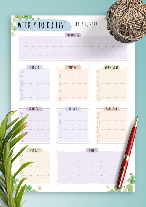 October 2022 Weekly To Do List - Floral Style