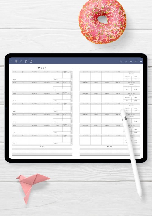 Notability Weekly Fitness Planner Template
