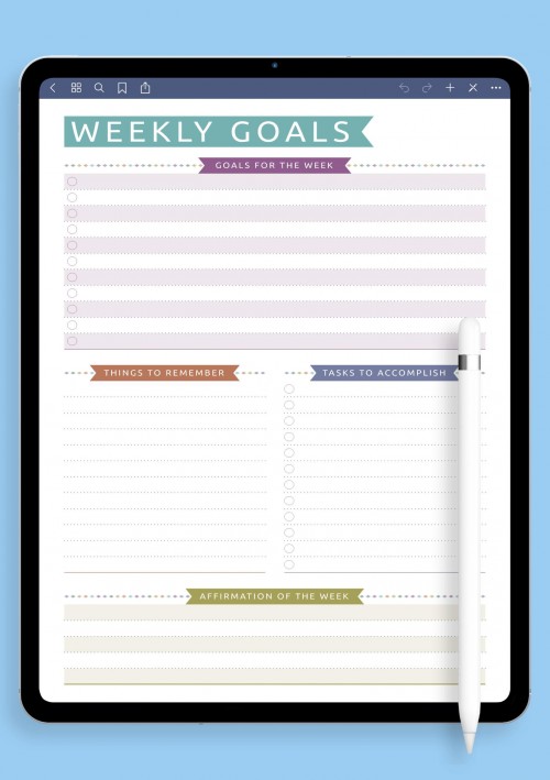 GoodNotes Weekly Goals - Casual Style Template