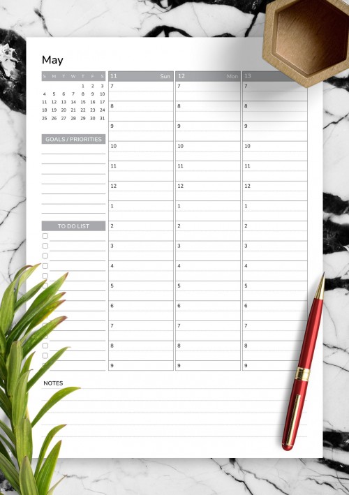 May Weekly Template with Goals and Priorities