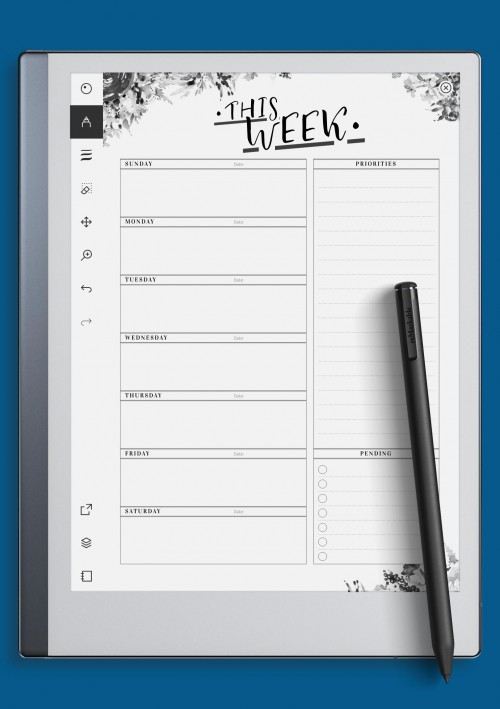 reMarkable Weekly Planner Template with Priorities