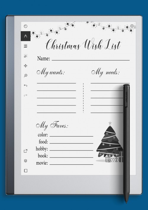 reMarkable White Christmas Wish List Template