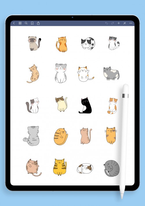 Cats Stickers for iPad / Android: GoodNotes, Notability, Samsung Notes