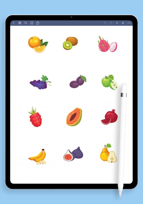 Wonderful Fruits Stickers for iPad: GoodNotes, Notability, Samsung Notes
