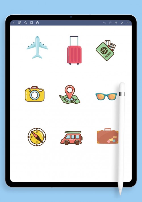 Travel Stickers for iPad / Android: GoodNotes, Notability, Samsung Notes