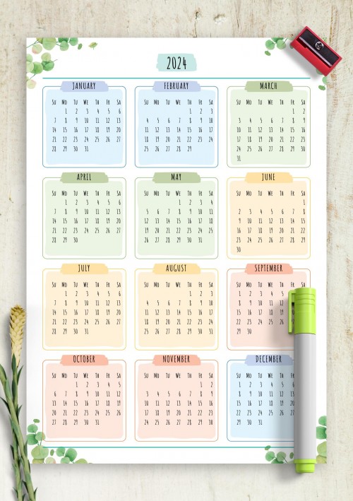 2024 Calendar - Floral Style