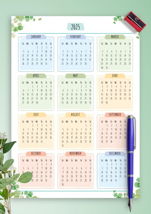2025 Calendar - Floral Style