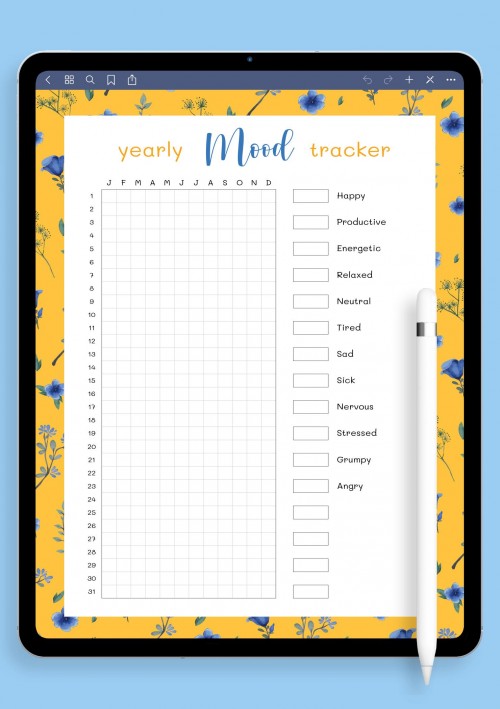 Notability Yearly Mood Tracker Template
