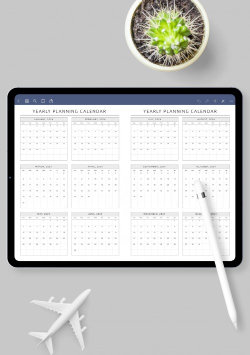 Yearly Planning Calendar Template for Notability