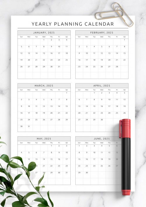 2025 Planning Calendar Template