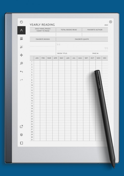 reMarkable Yearly Reading Template