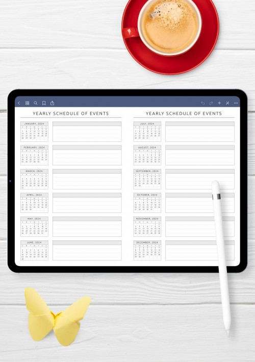 Yearly Schedule of Events Template Template for iPad & Android        