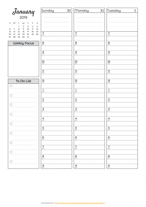 Free Printable Weekly Planner Templates Download PDF