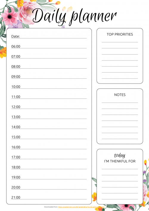 Daily Planner Templates Printable - Download Free PDF