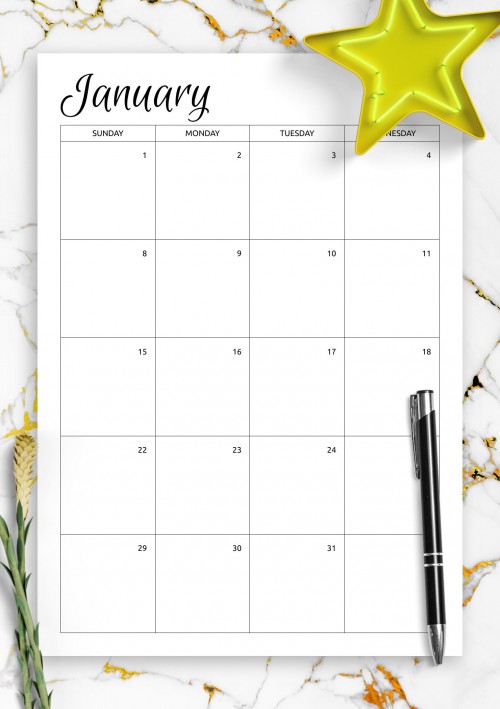 download printable monthly calendar template pdf