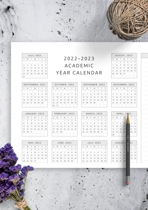 Download Printable Academic Year Calendar Template PDF