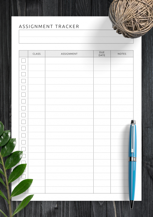 class homework tracker template