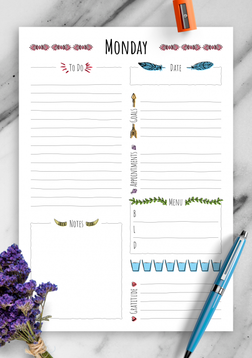 Printable weekly planner A4 A5 sizes
