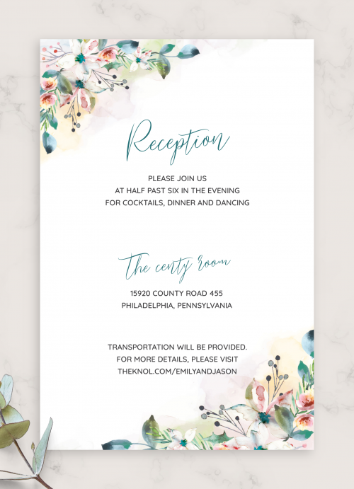 Editable Text Wedding RSVP Card Wedding Details Card Watercolor Rose Flowers Wedding Invitation Suite F9 Digital Printable Template pdf