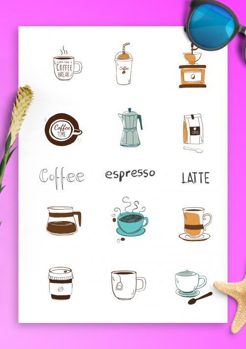 Cute Printable Coffee Planner Stickers ⋆ The Petite Planner