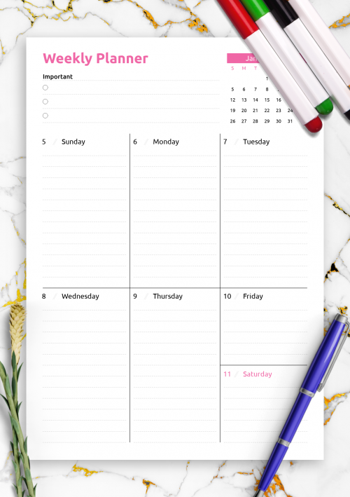 7 Day Week Schedule Template from onplanners.com