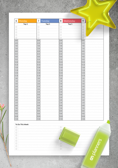 PERSONAL 7 Day Planner Printable Daily Half Hour Planner 