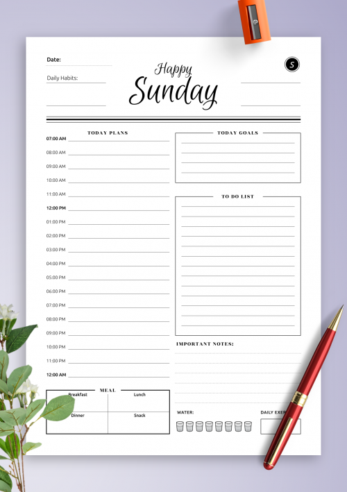 Download Printable Daily Planner Templates 5 In 1 Bundle PDF