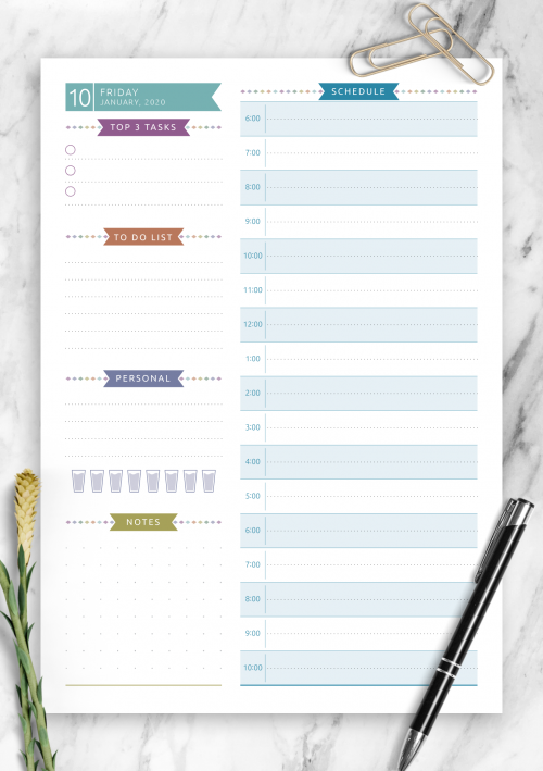 daily schedule printable template excel