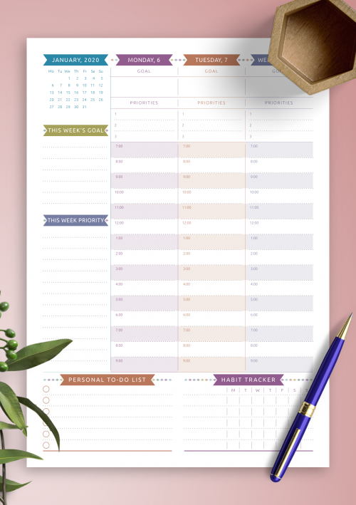 weekly calendar templates download pdf print