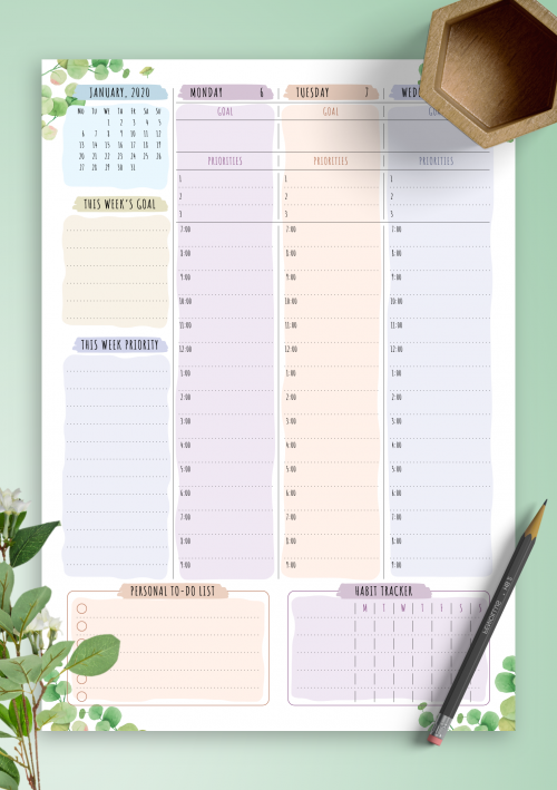 printable weekly planner templates download pdf