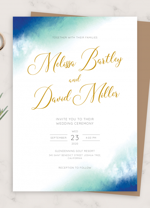 Turquoise Wedding Invitation Template Blue Theme Editable DIY Instant Download Printable Wedding Invite Template