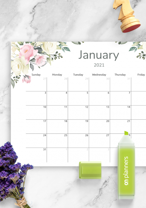 Monthly Calendar Template Download Pdf
