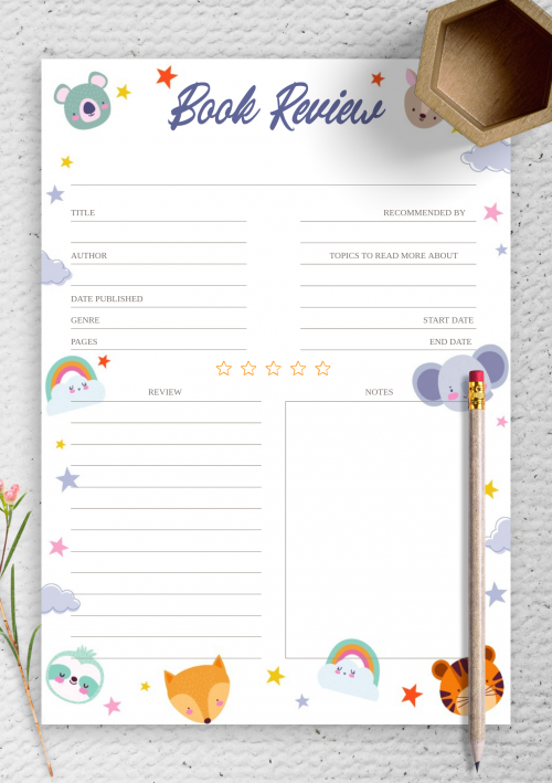 Simple Book Review Template Printable, Book Log and Review, Book