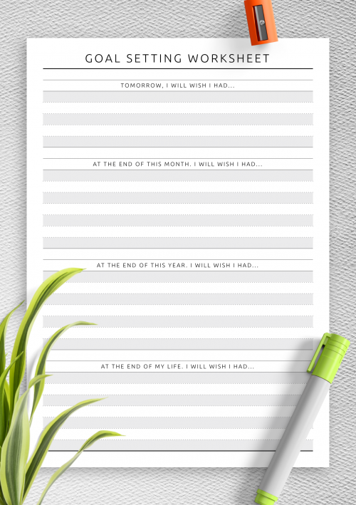Half Size A4 Setting Goals Printable PDF A5 Instant Download Goal Setting Worksheet Printable Goal Planner Letter Goal Template