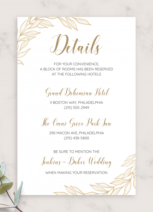 Wedding Details Cards - Download or Order prints